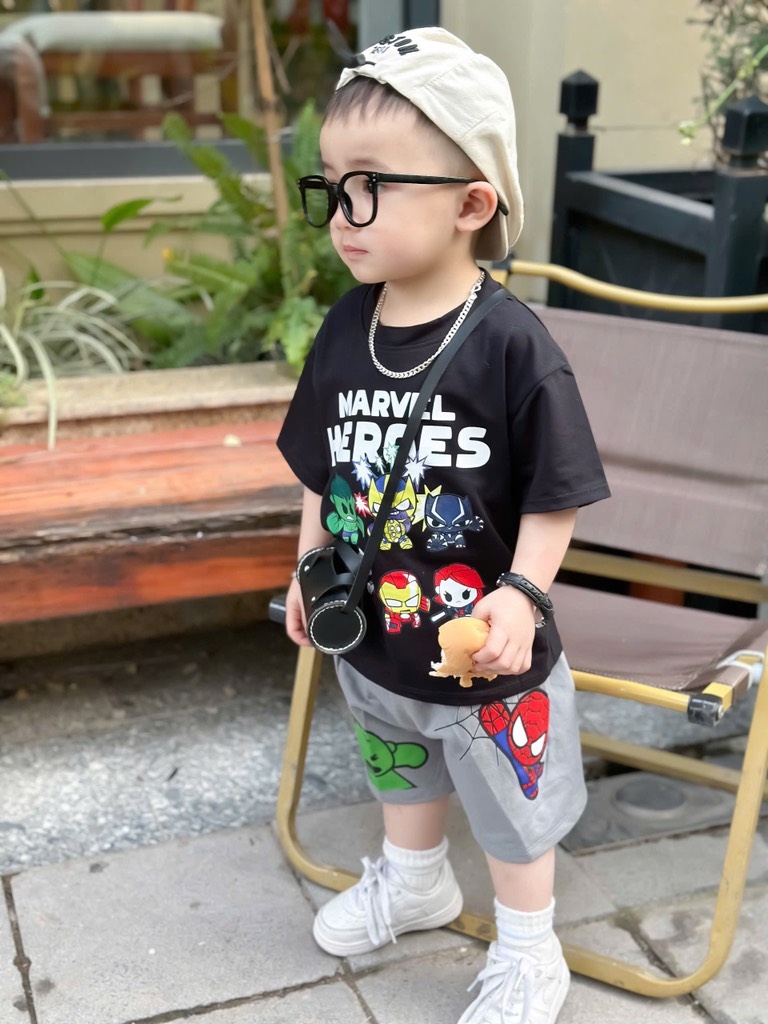 BỘ MARVEL HERO ĐEN GHI SIÊU CHẤT BÉ TRAI SẴN(XẢ 49k)