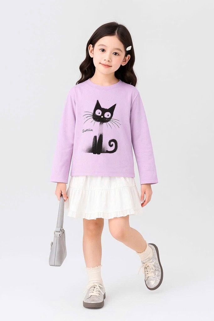 ÁO PHÔNG MÈO DÀI TAY QCCC BÉ GÁI