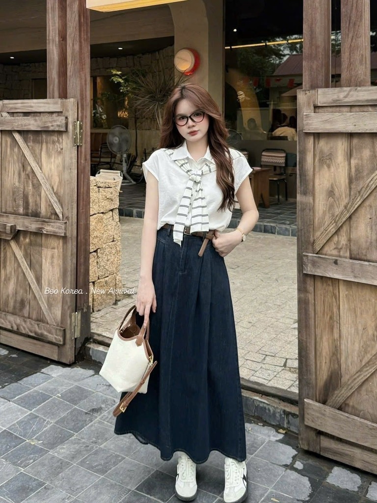 SET ÁO CHÂN VÁY XOÈ KÈM KHĂN NỮ