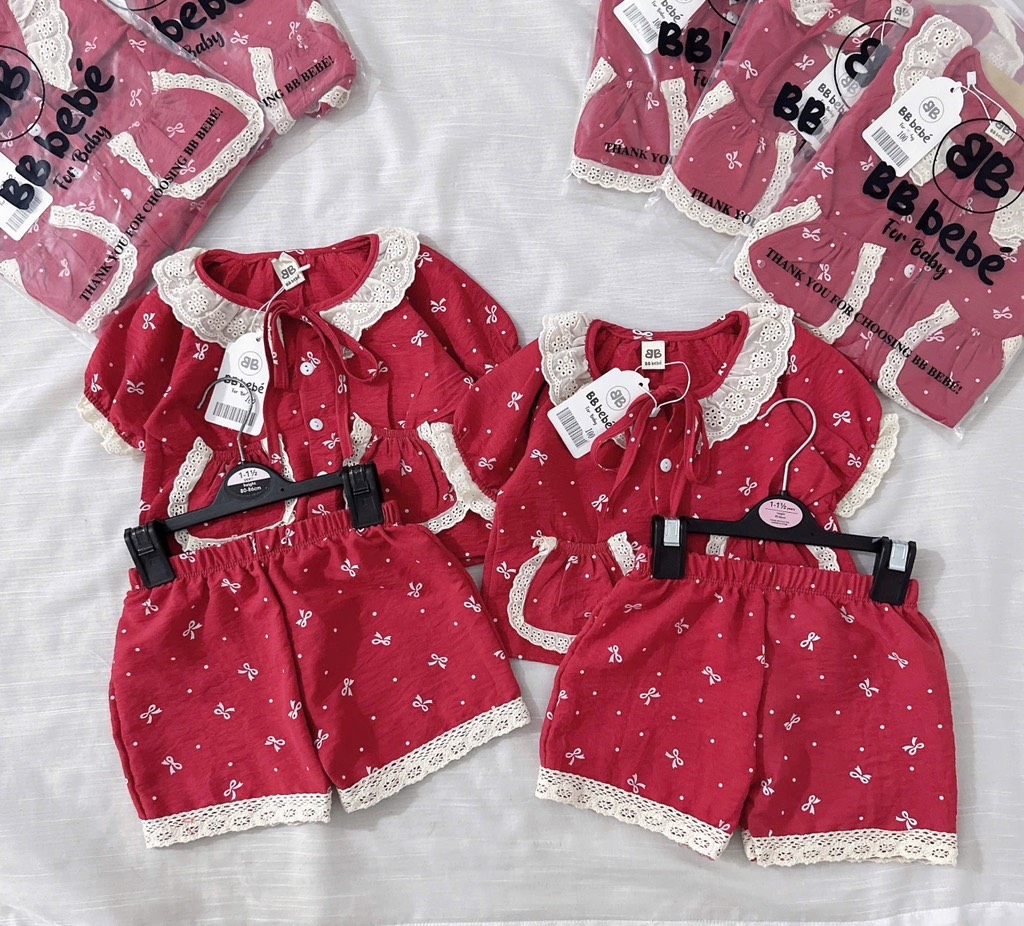SET BỘ CỘC BÈO HOMEWEAR ĐỎ BÉ GÁI SẴN (SALE 49k)