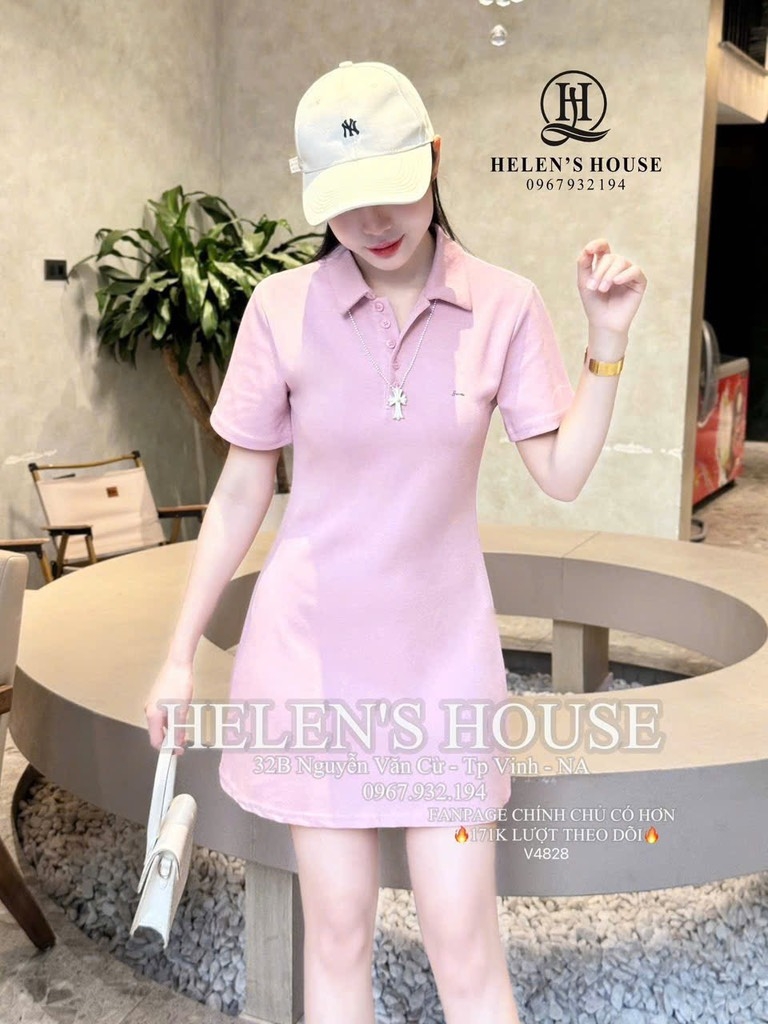 VÁY POLO UMI HỒNG PASTEL NỮ SẴN( xả 105k )