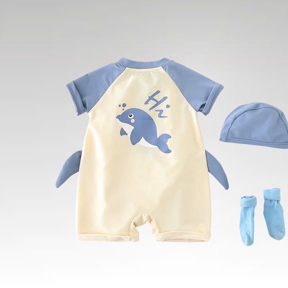ĐỒ BƠI - BỘ BƠI KÈM MŨ BABY SHARK BÉ TRAI