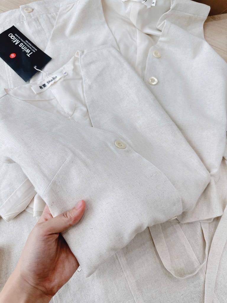 SET LINEN SÁT NÁCH CỘC TAY CVAY DÁNG DÀI NỮ SẴN
