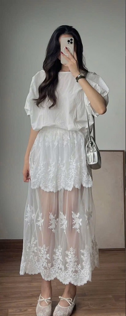 VÁY REN 2 LỚP THÊU HOA NỮ SẴN