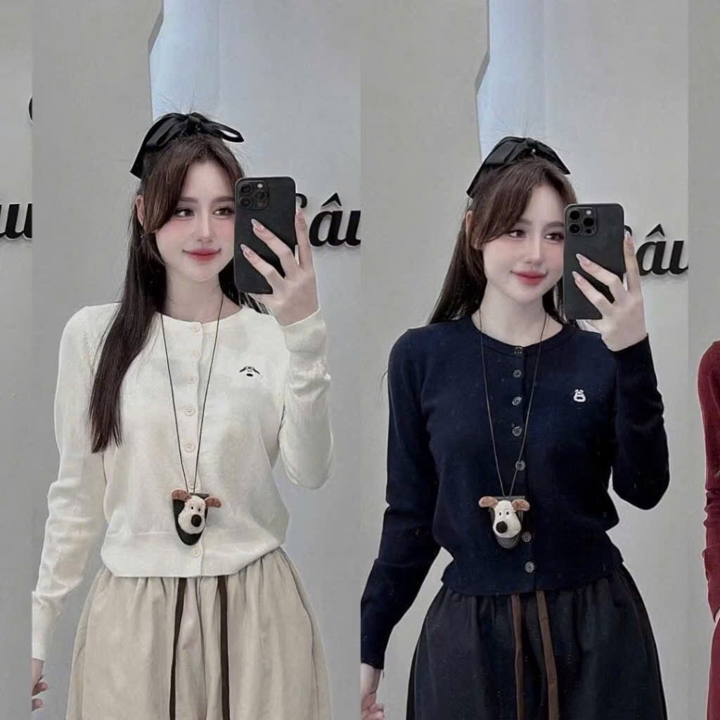 ÁO LEN CADIGAN KÈM GẤU QC NỮ