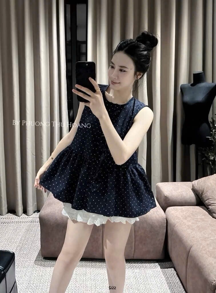 SET ÁO CHẤM BI CHÂN VÁY TRẮNG NỮ