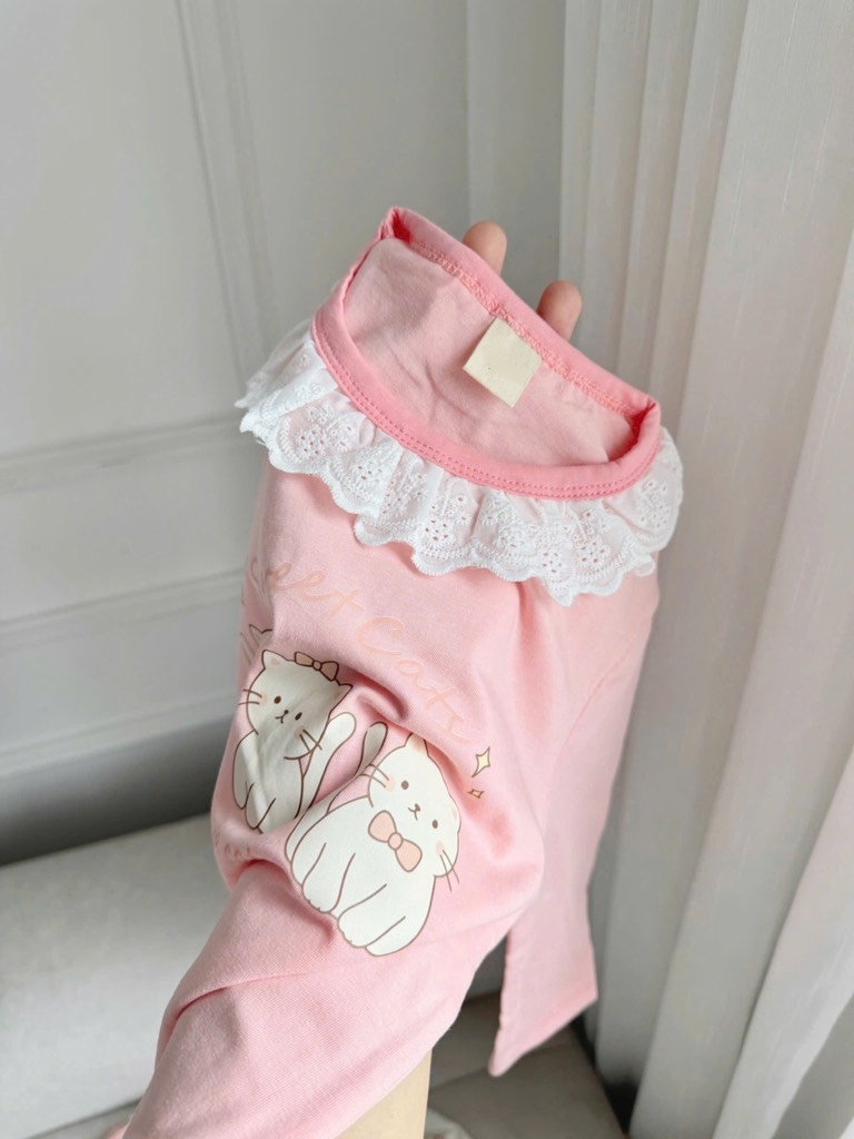 SET 2 BỘ DÀI BÉ GÁI MÈO TONE HỒNG