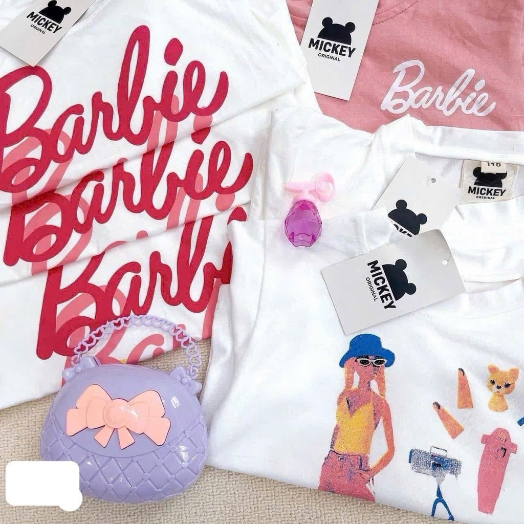 SET 3 ÁO BARBIE TONE TRẮNG HỒNG BÉ GÁI