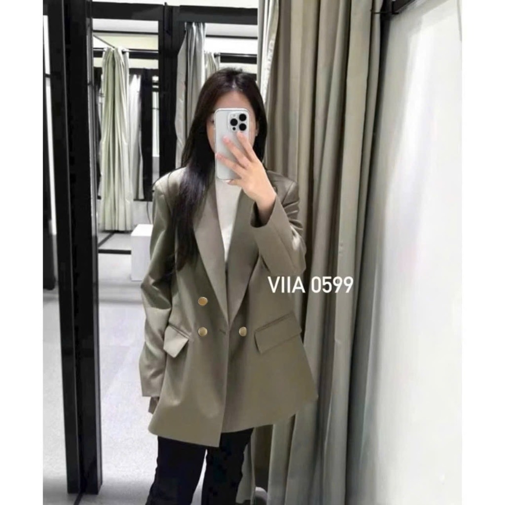 ÁO BLAZER MÀU RÊU NỮ THU ĐÔNG SẴN
