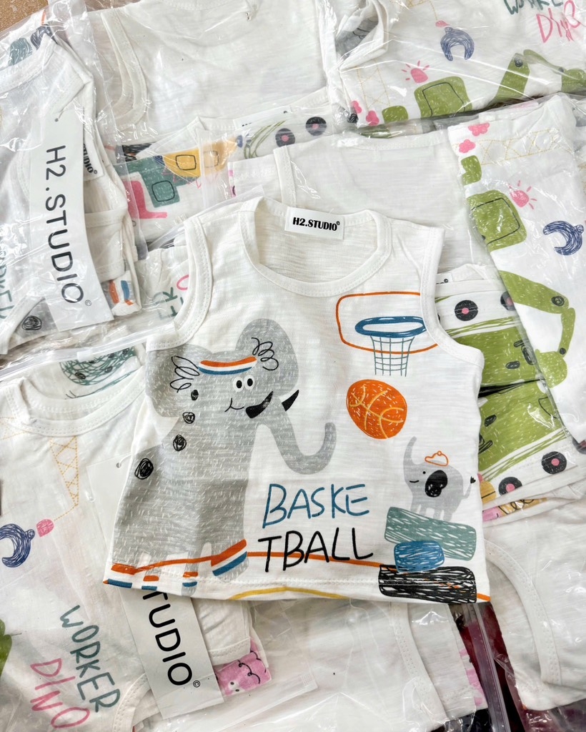 SET 3 ÁO BA LỖ COTTON XƯỢC BÉ TRAI ( xả 67k)