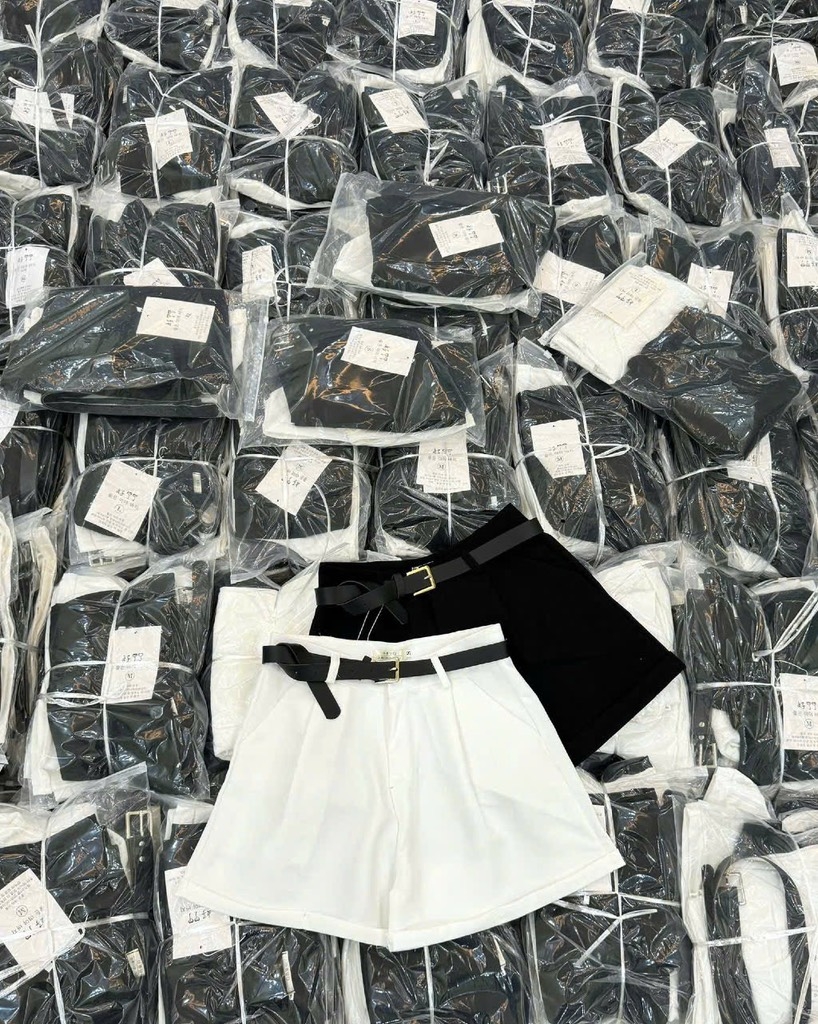 SET 2 QUẦN ĐÙI ĐEN TRẮNG KÈM BELT NỮ