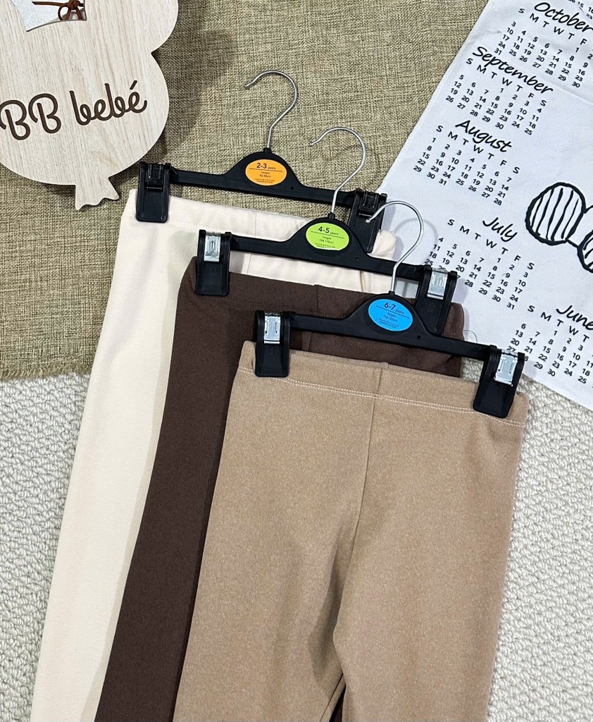 SET 3 QUẦN DÀI LEGGING LÓT LÔNG NÂU BE ĐẬM NHẠT BÉ TRAI BÉ GÁI SẴN