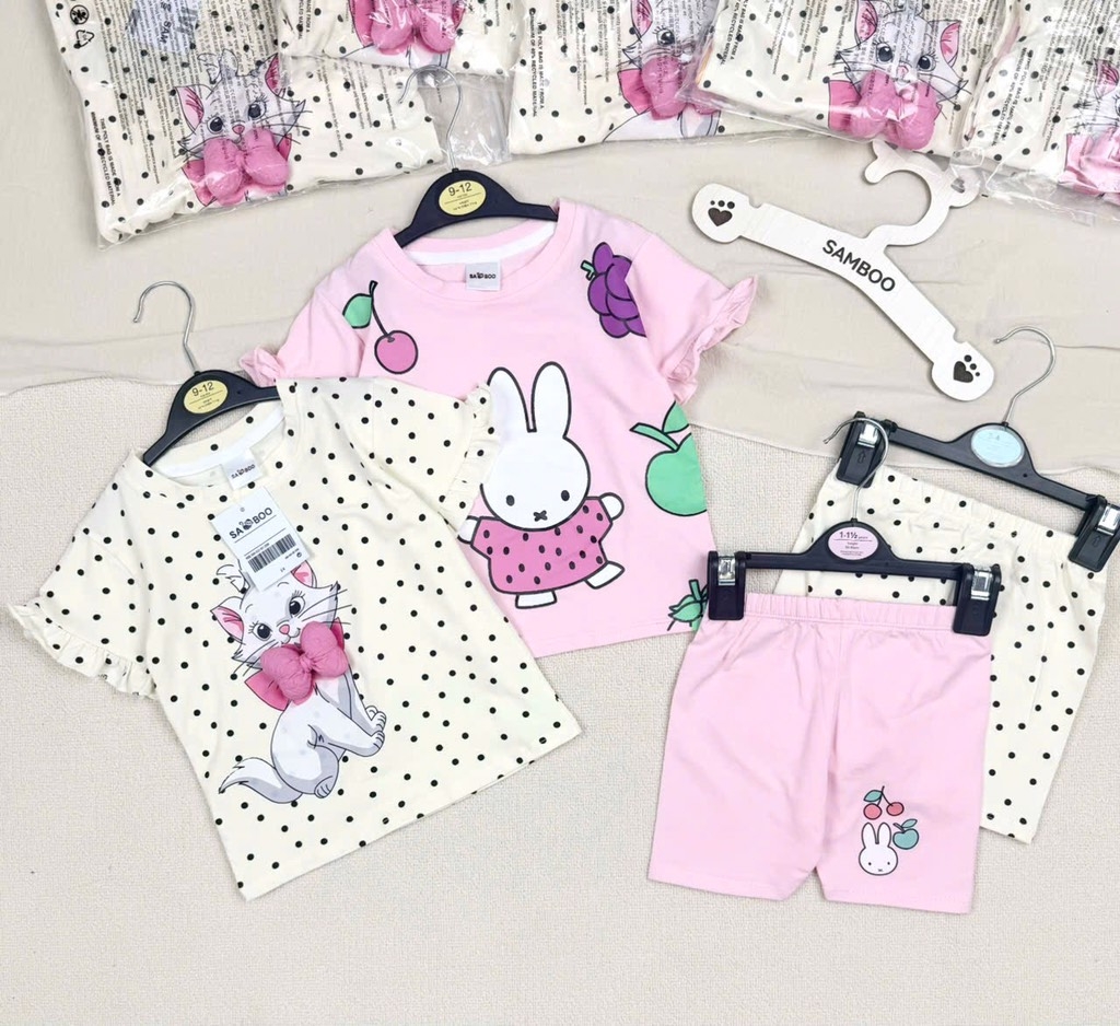 SET BÉ GÁI COTTON TÀU 2 MÀU BÉ GÁI SẴN (XẢ 99k)