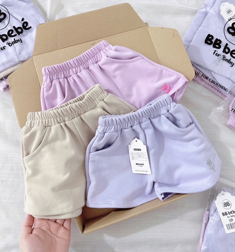 SET 3 QUẦN ĐÙI PASTEL TÍM BÉ GÁI SẴN