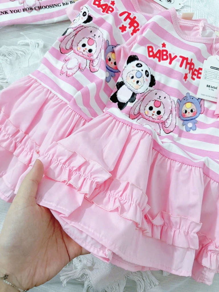 VÁY BÉ BABY THREE 2 MÀU HỒNG BÉ GÁI(XẢ 59k)