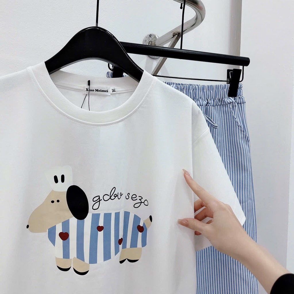 SET ÁO PHÔNG CÚN QUẦN KẺ SUÔNG CHO NỮ SALE 99k)