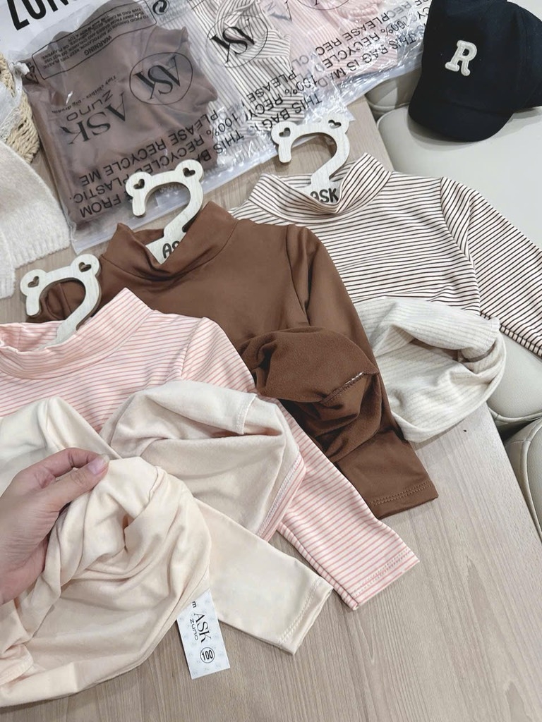 COMBO 4 ÁO GIỮ NHIỆT CỔ CAO DÀI TAY BÉ GÁI