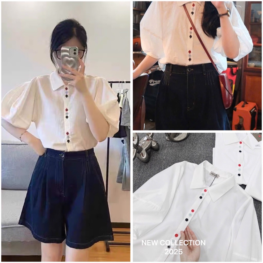 ÁO SƠ MI TKE CÚC 3 MÀU NỮ SẴN (SALE 49k)