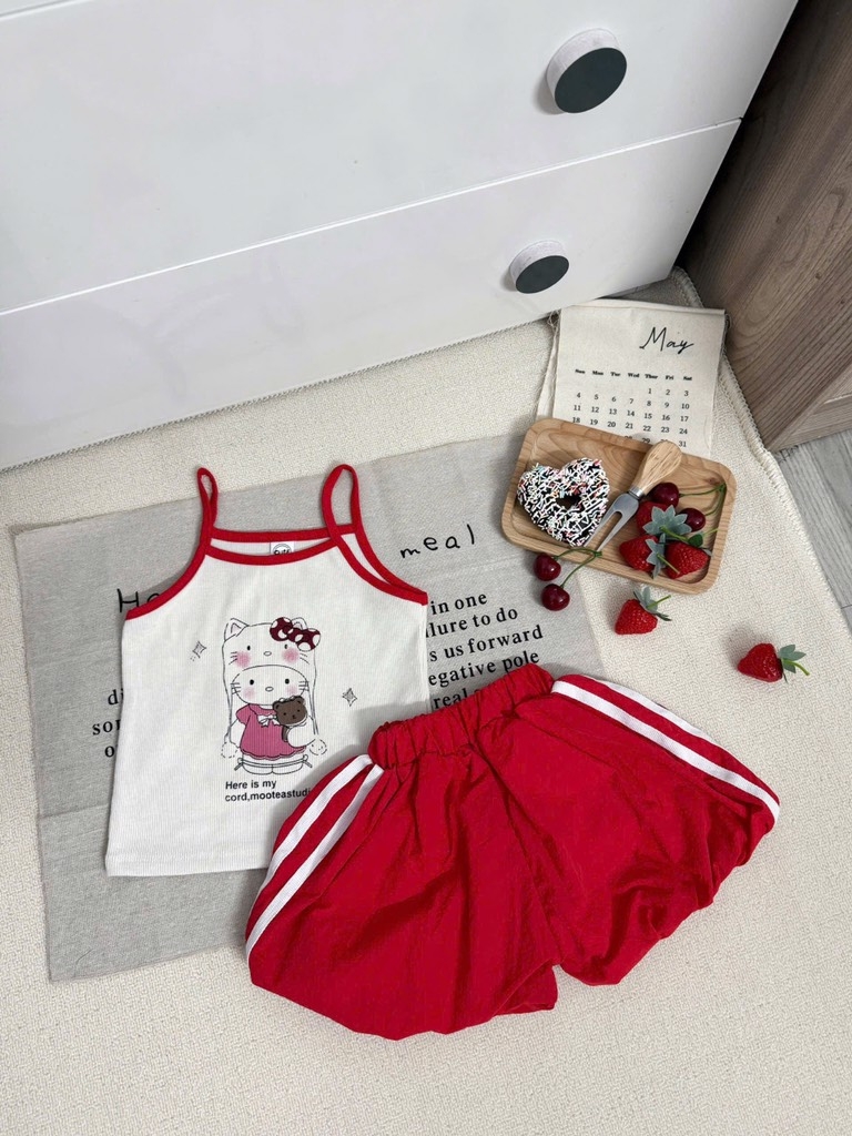 SET HAI DÂY KITY TONE ĐỎ BÉ GÁI