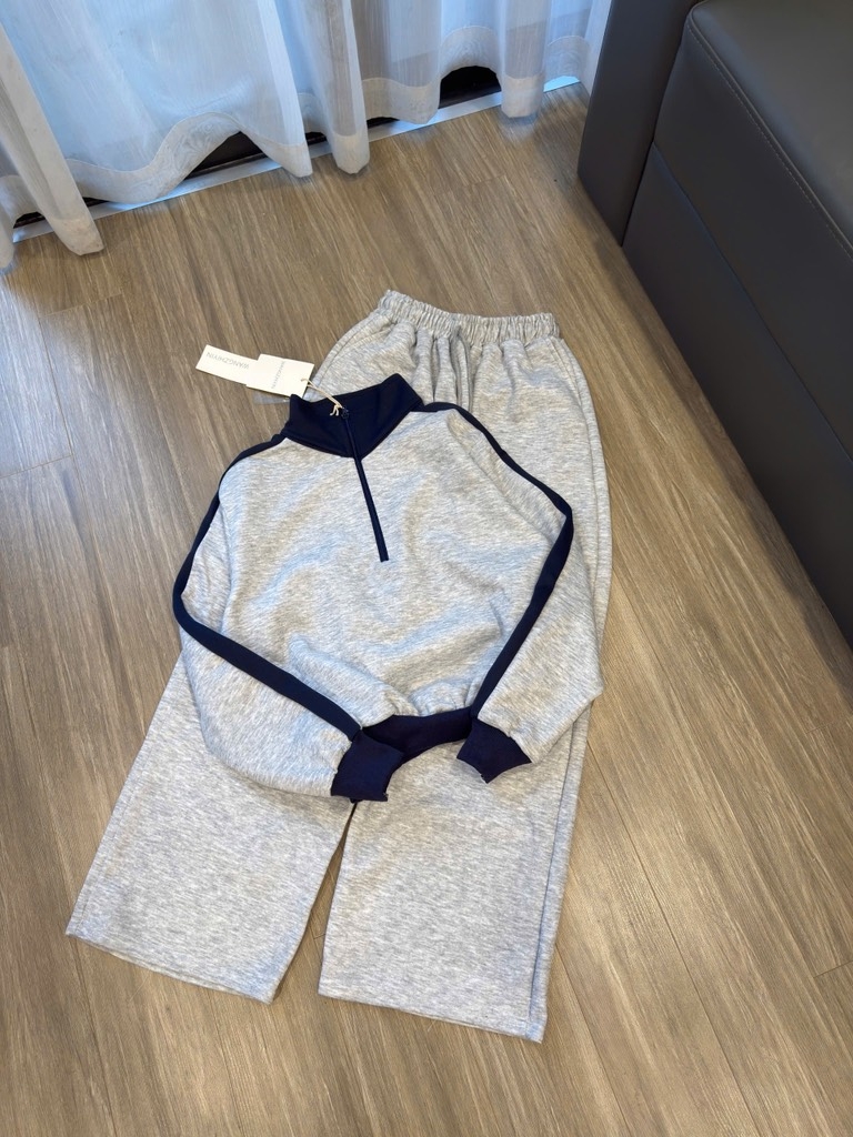 SET BỘ DÀI NỈ HAI DA XÁM VIỀN THAN NỮ THU ĐÔNG