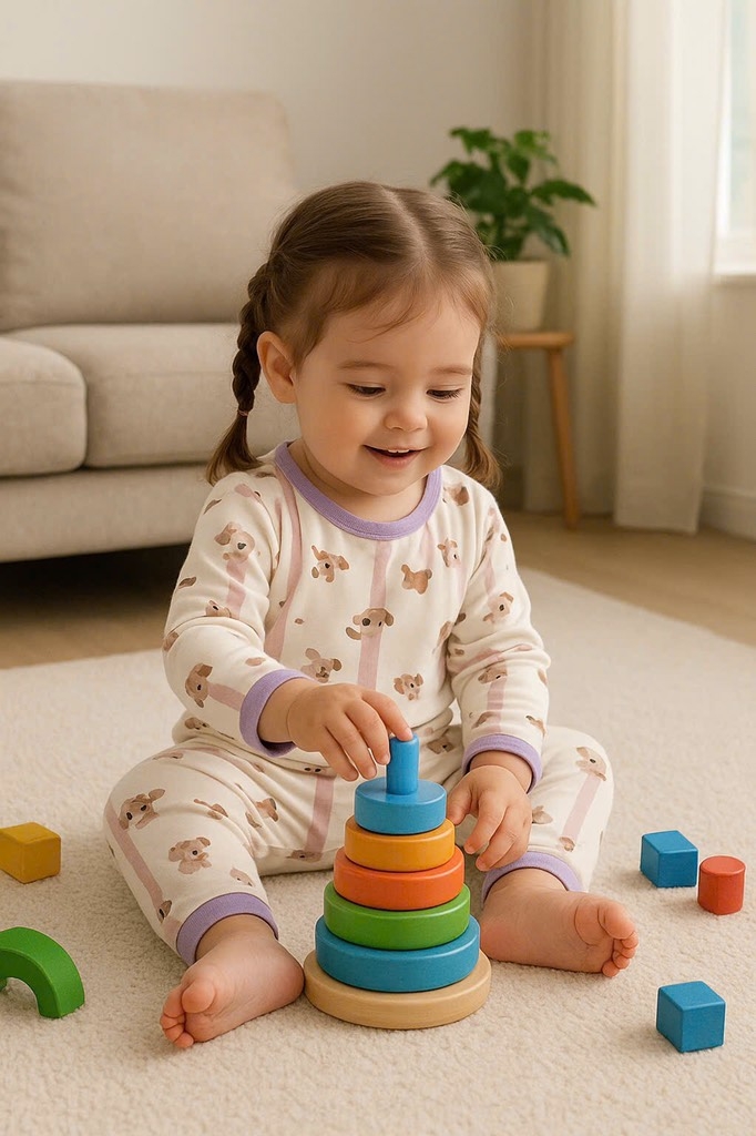 SET 2 BỘ DÀI TÍM HAPPY PUPPY CHO BÉ GÁI