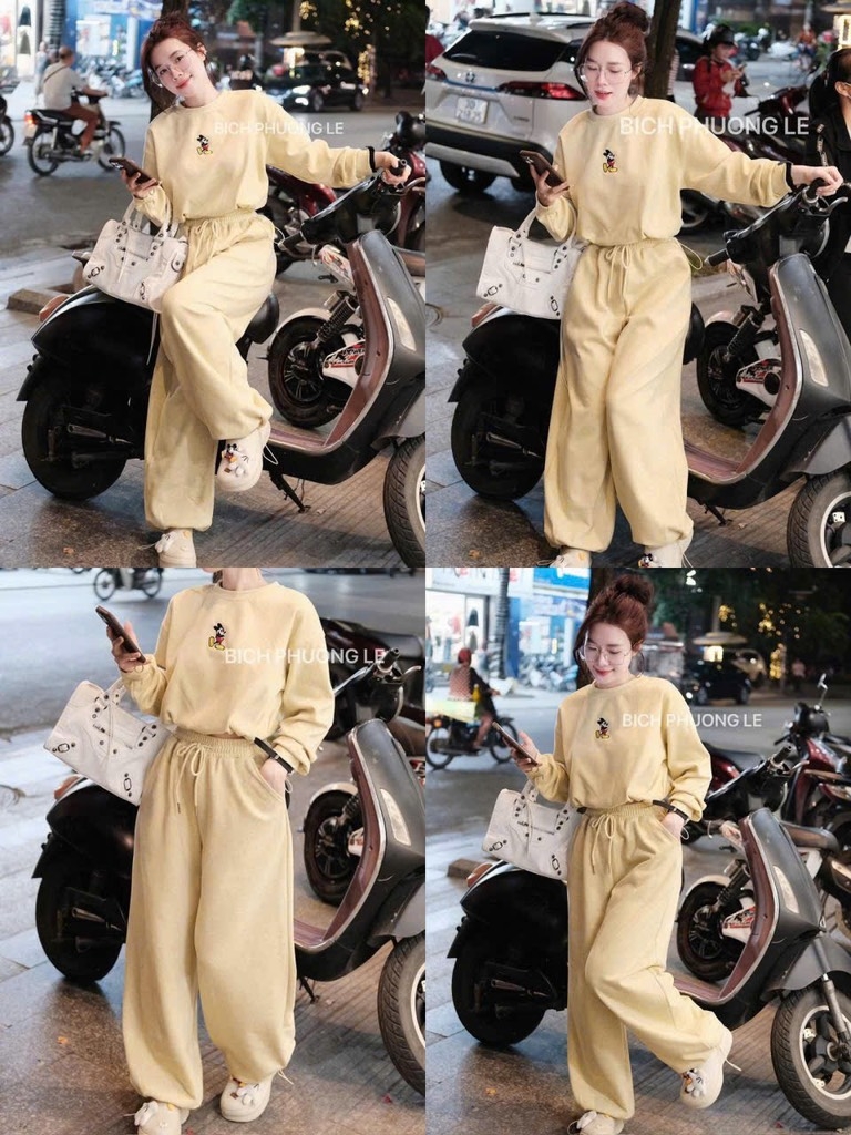 BỘ NỈ LÔNG THỎ THÊU MICKY NỮ