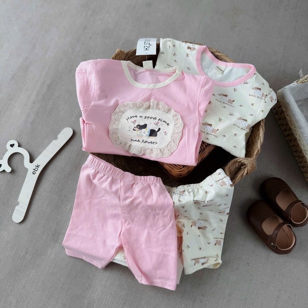 SET 2 BỘ IN CÚN TONE HỒNG BÉ GÁI SẴN( xả 85k)