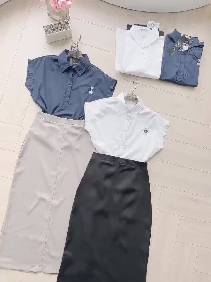 SET SƠ MI TAY LV MIX CV BÚT CHÌ PHỐI NỮ SẴN (SALE 155k)
