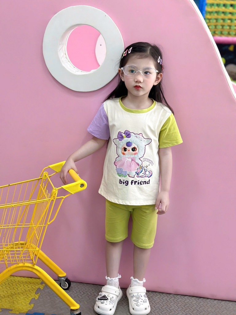 SET 2 BỘ COTTON TÀU HỒNG XANH BB3 BÉ GÁI SẴN( xả 79k )