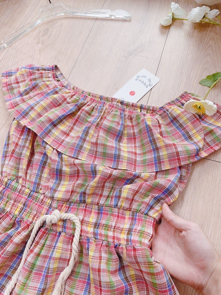 VÁY JUM KẺ BÈO NGỰC CHUN EO(xả 59k)