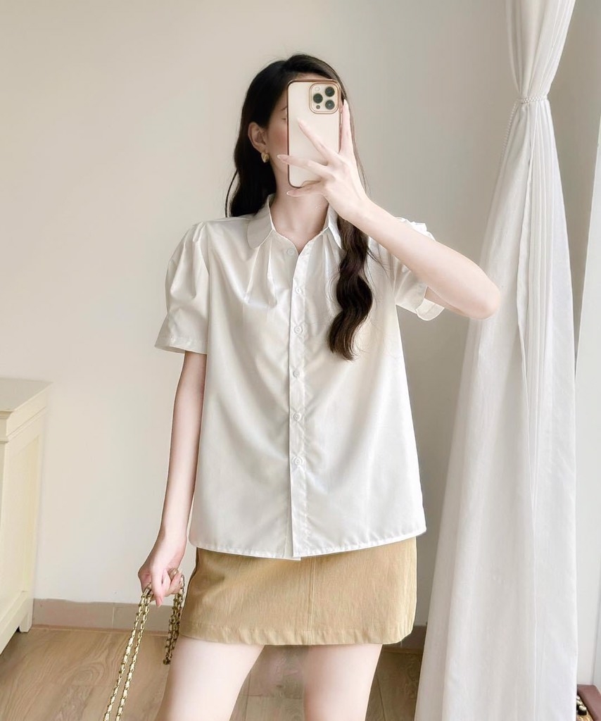ÁO SƠ MI GU LI XẾP CỔ SEN( XẢ 60k)