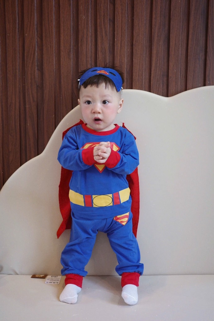 SET BỘ DÀI COTTON SUPER MAN XANH KÈM MẶT NẠ ÁO CHOÀNG BÉ TRAI