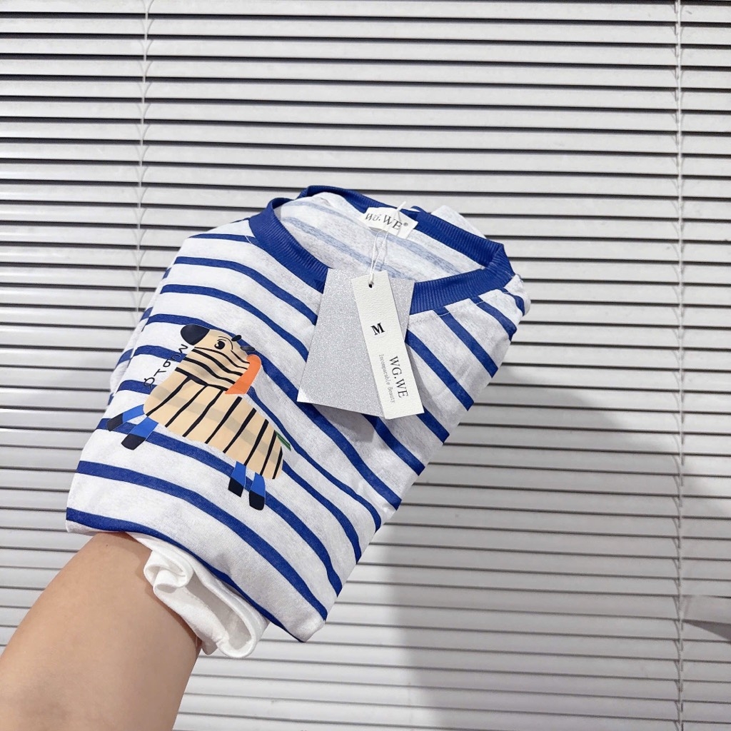 SET BỘ ÁO KẺ XANH DÀI TAY KÈM QUẦN ĐÙI NỮ THU ĐÔNG