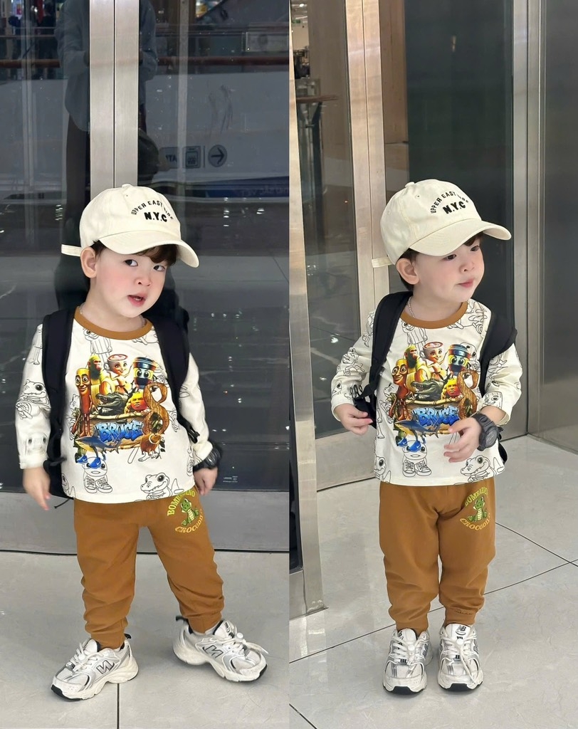 SET 2 BỘ DÀI CÁ SẤU QUẦN DƯƠNG NÂU BÉ TRAI SẴN