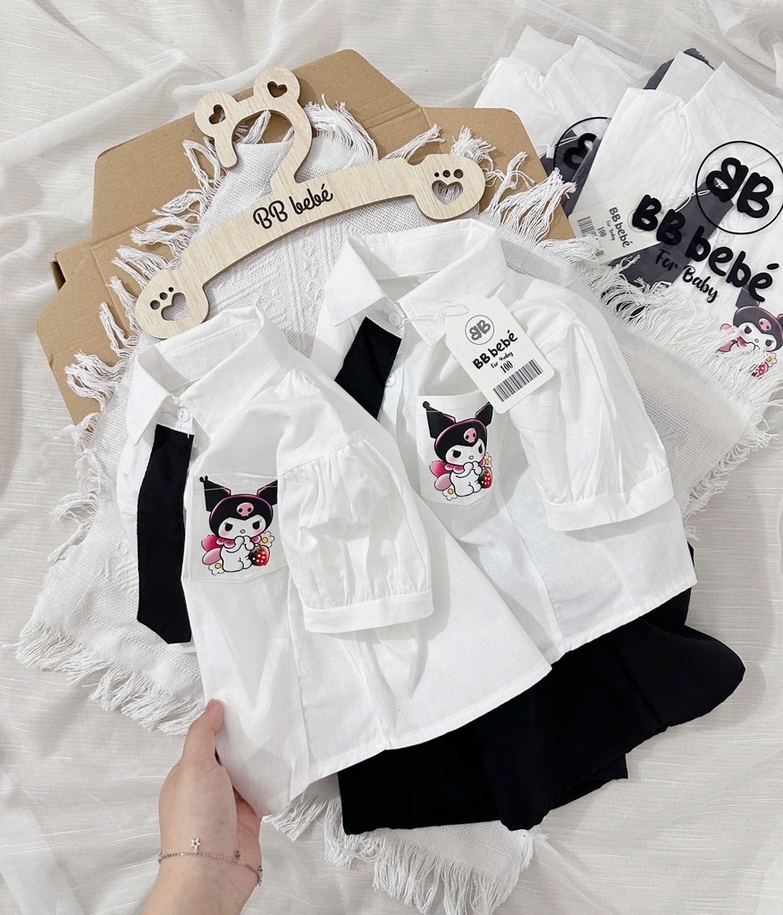 SET CỘC ÁO SƠ MI TRẮNG KÈM QUẦN VÁY KURUMI BÉ GÁI SẴN( xả 69k)