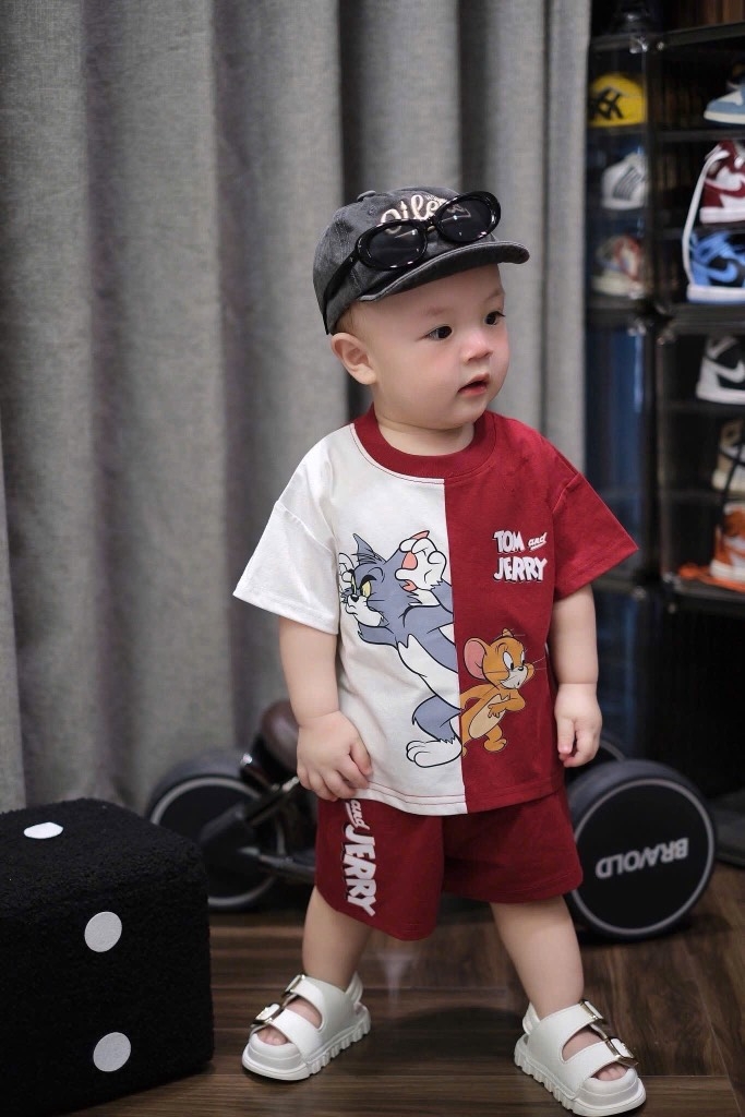 SÉT BỘ COTTON TOM & JERRY TONE TRẮNG ĐỎ CHO BÉ TRAI