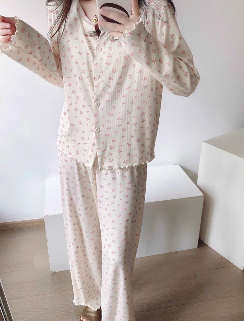 SET BỘ PIJAMA HOA NHÍ HỒNG COVER NỮ