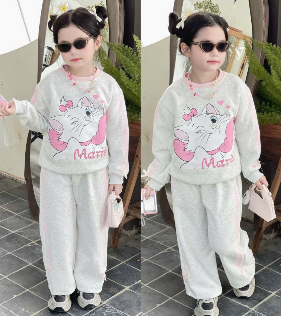 BỘ DÀI NỈ HAI DA MÈO MARIE HỒNG XÁM BÉ GÁI