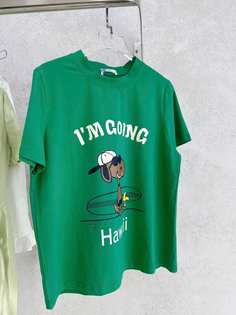 ÁO COTTON XANH HAWAI I AM GOING NỮ