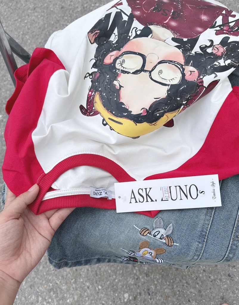 SET ÁO PHÔNG CÔ GÁI CÁNH TAY ĐỎ KÈM QUẦN ĐÙI NỮ