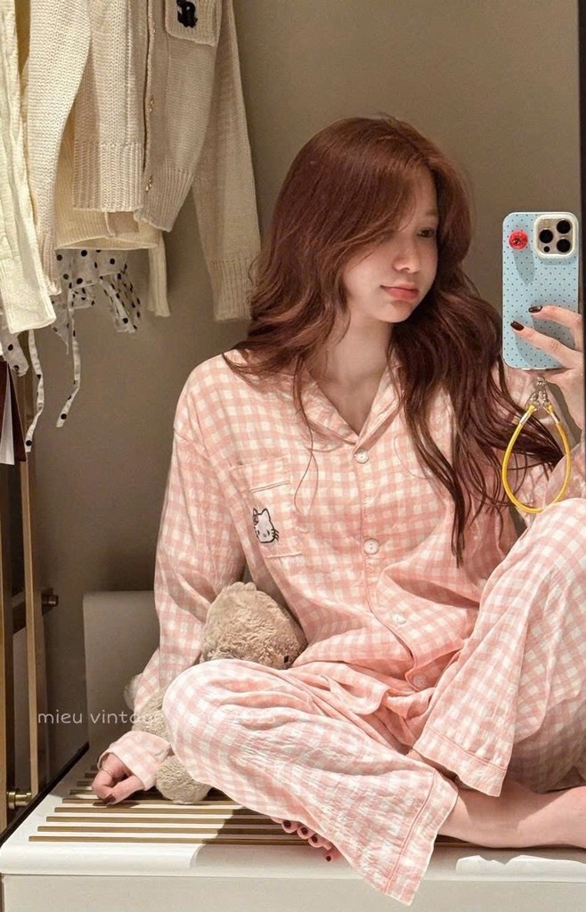 SET PIJAMA DÀI HELLO KITTY XINH XẮN NỮ THU ĐÔNG
