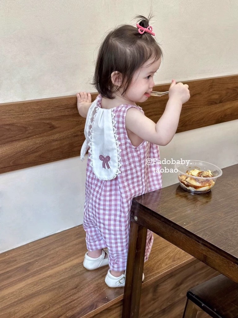 VÁY YẾM KẺ CARO HỒNG TÍM CHO BÉ GÁI ( XẢ 45k)