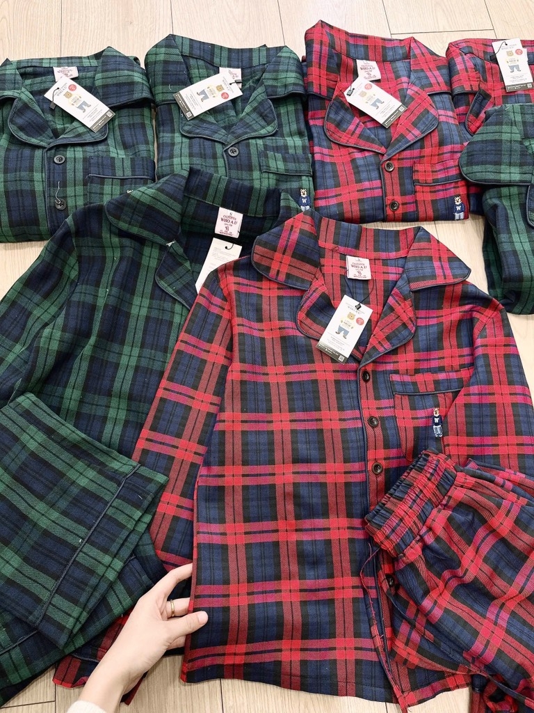 SET KẺ GẤU WHOU VIỀN TÚI NAM NỮ THU ĐÔNG SẴN (SALE 159k)