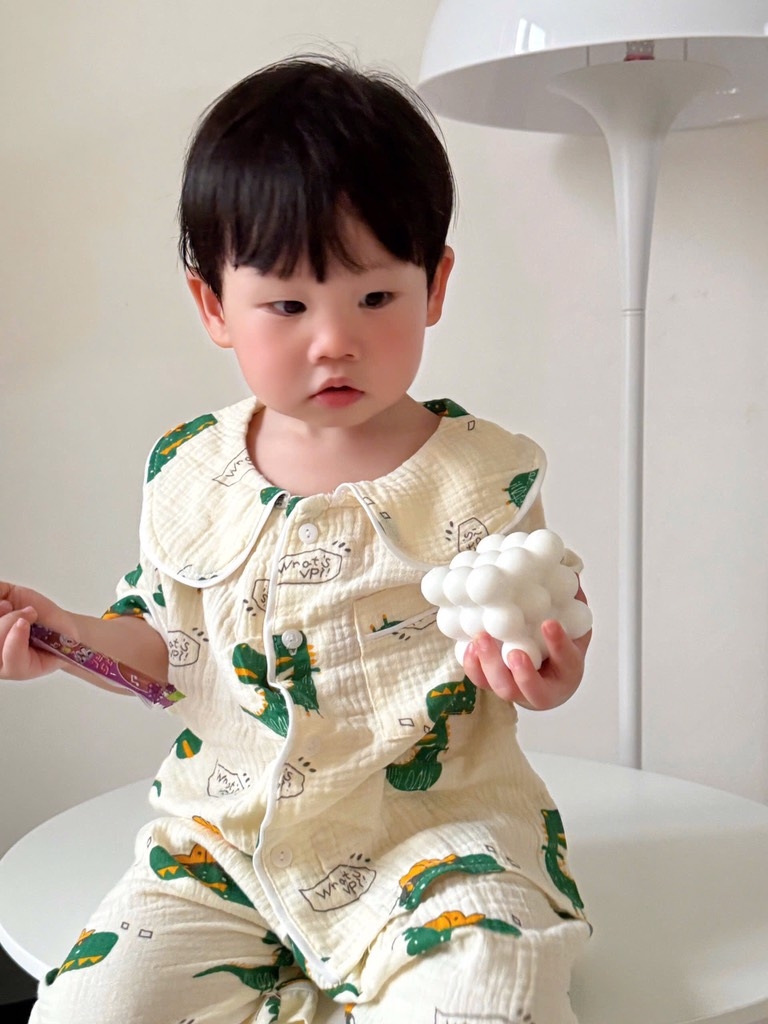 SET BỘ XÔ MUSLIN HOẠ TIẾT KHỦNG LONG BÉ TRAI