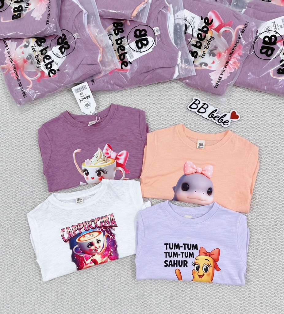 SET 4 ÁO XƯỚC HH CAPUCHINO XAHUR DÀI TAY BÉ GÁI