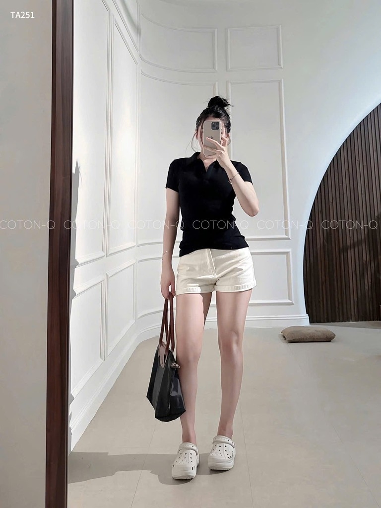 ÁO POLO ĐEN BASIC CỘC NỮ