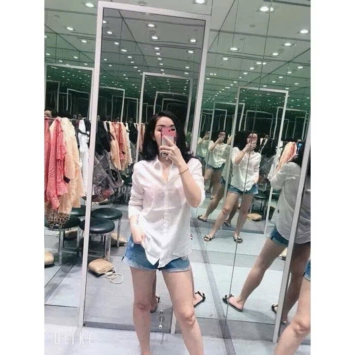 ÁO SƠ MI GU THÊU VẠT CONG NỮ SẴN