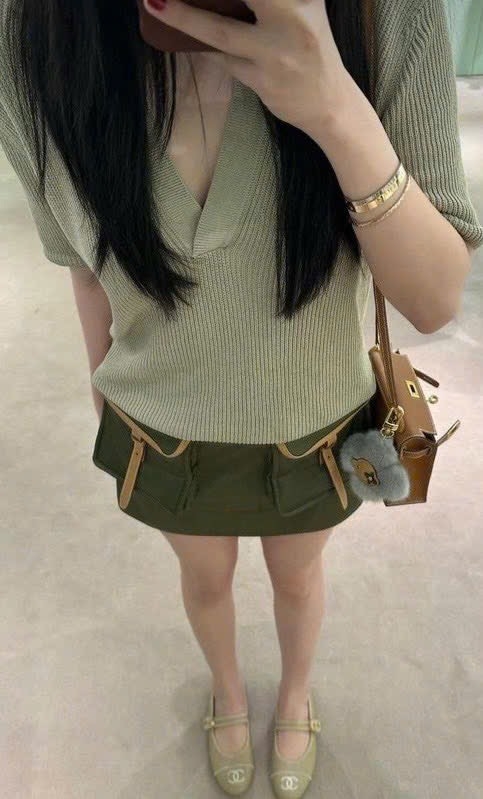 ÁO LEN NỮ XANH CỘC TAY CỔ POLO THU ĐÔNG