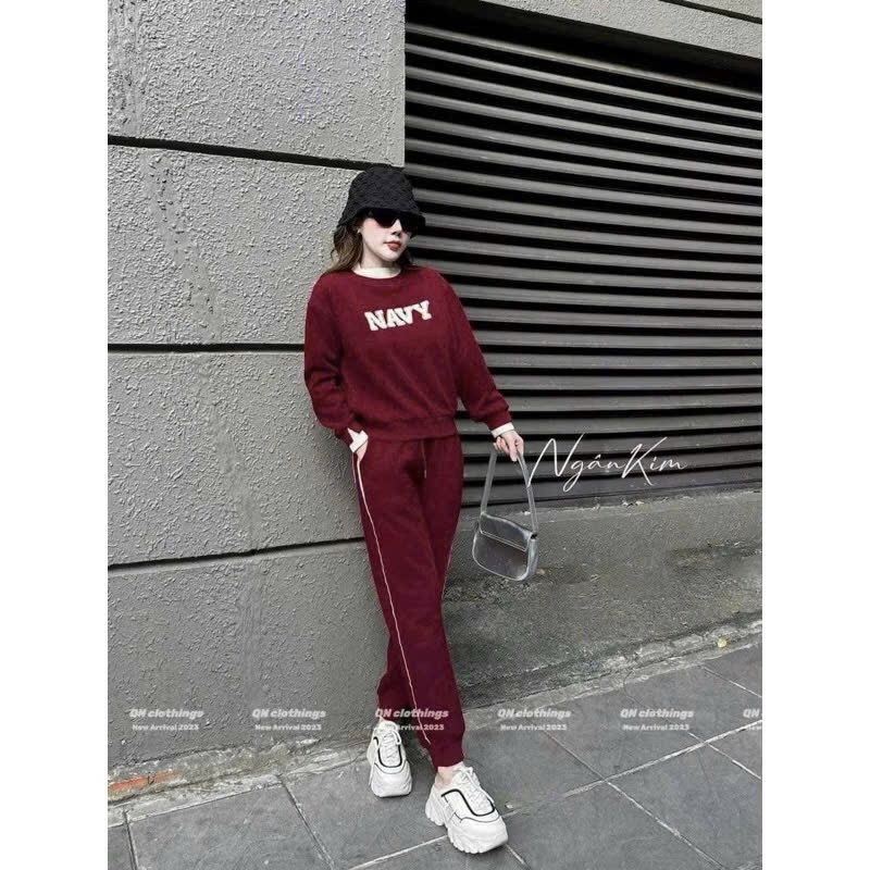 SET NỈ LÓT LÔNG NAVY PHỐI LEN HÀNG QC NỮ THU ĐÔNG SẴN (SALE 199k)