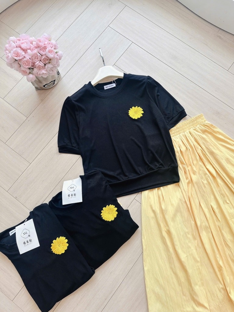 SET ÁO LEN TĂM HÀN MIX CV XẾP LI DÁNG DÀI NỮ